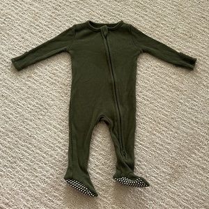 Angel Dear 2 Way Zipper Footie Olivine Waffle 3-6m